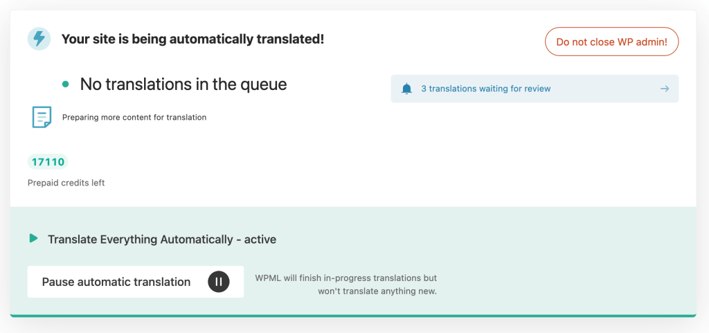 Consulter l'état de vos traductions automatiques